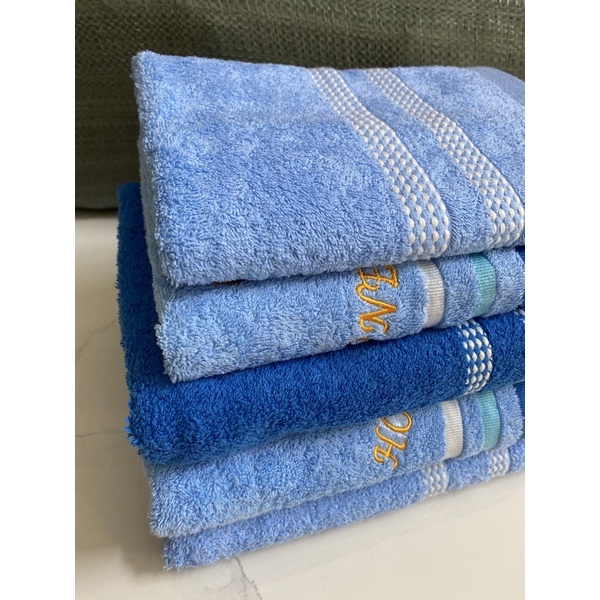 Khăn tắm size vừa và lớn 100% cotton Tông xanh Tươi mát - 50x100/60x120cm