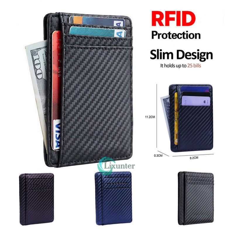 Slim Front Pocket Wallet ID Credit Card Holder Case RFID Blocking Penny Purse <lixvn>