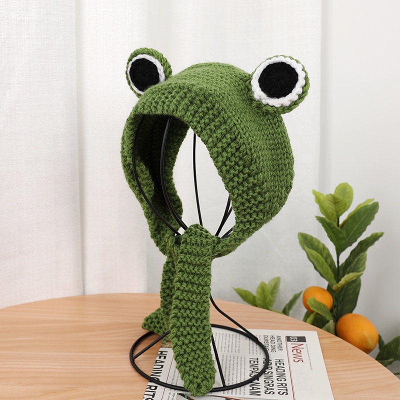 Mũ Dệt Kim Hình Chú Ếch Dễ Thương Vui Nhộn Giữ Ấm Mùa Đông Cho Unisex
