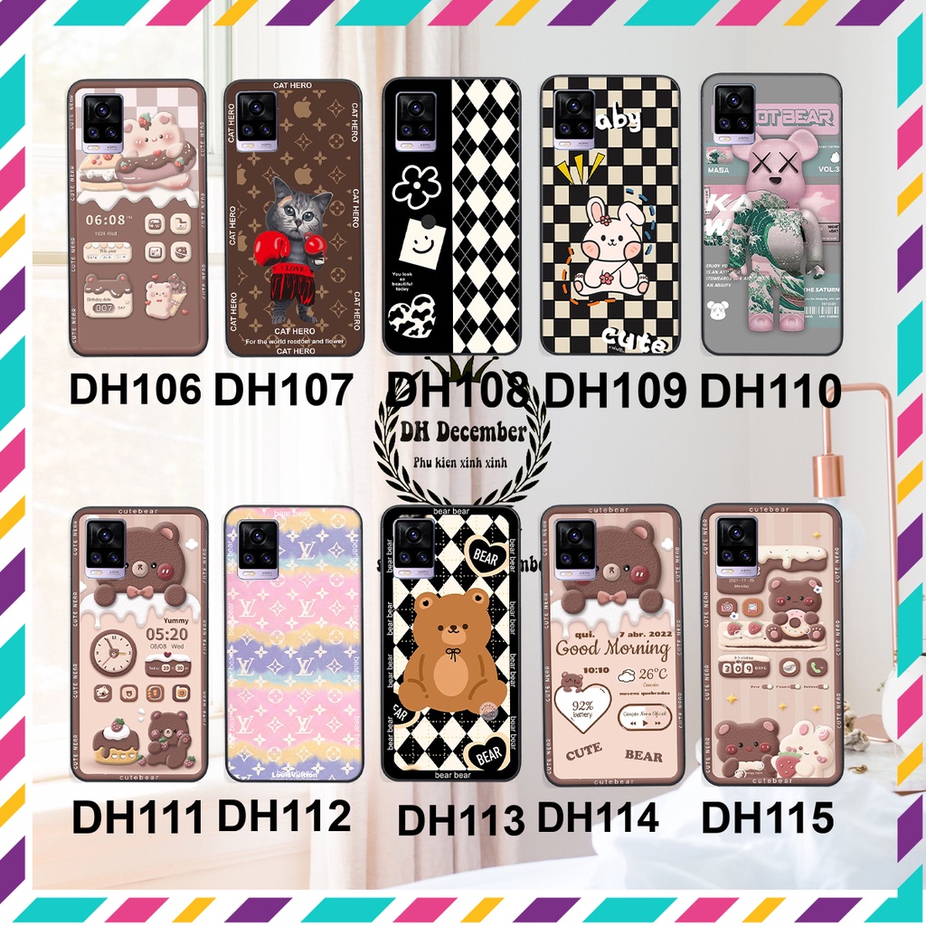 Ốp lưng Vivo V20 in hình 3D GẤU HỒNG-GẤU BE3R -XINH XẺO CỰC ĐẸP