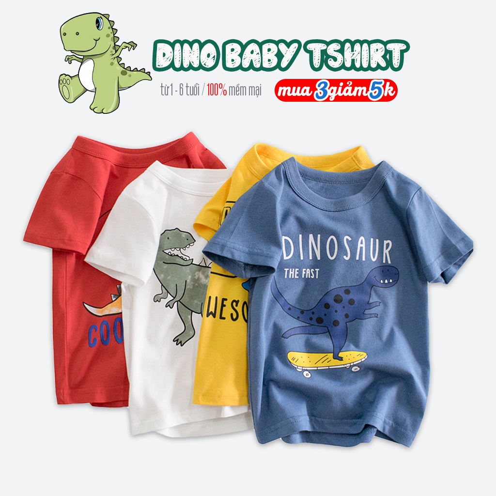 Áo khủng long bé trai 27KIDS áo thun cho bé chất cotton hàng xuất Âu Mỹ