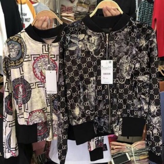 Áo khoác bomber nhung hoạ tiết