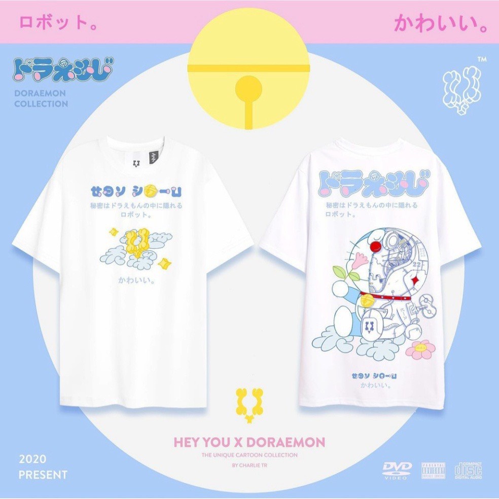 Áo Thun Tay Lỡ DORAEMON HEY YOU Form Rộng hoho.unisex
