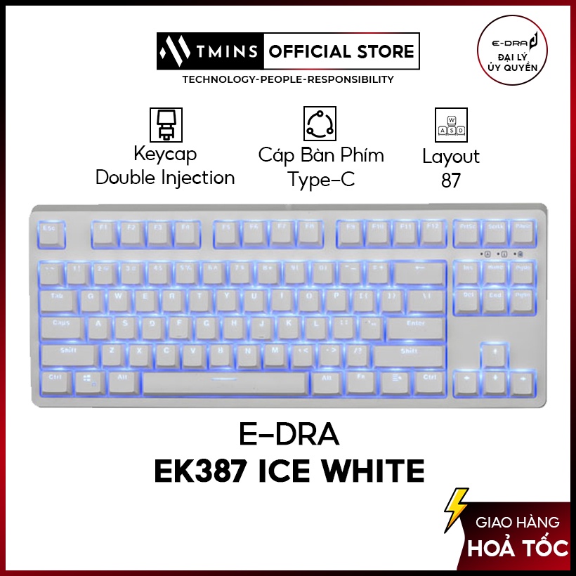 Bàn phím cơ E-Dra EK387 Ice White