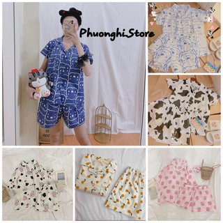 Bộ ngủ pizama cộc kate, bộ đồ mặc nhà siêu kute