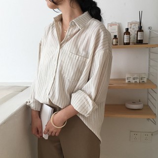 Sơ Mi Nữ Tay Dài Kẻ Sọc