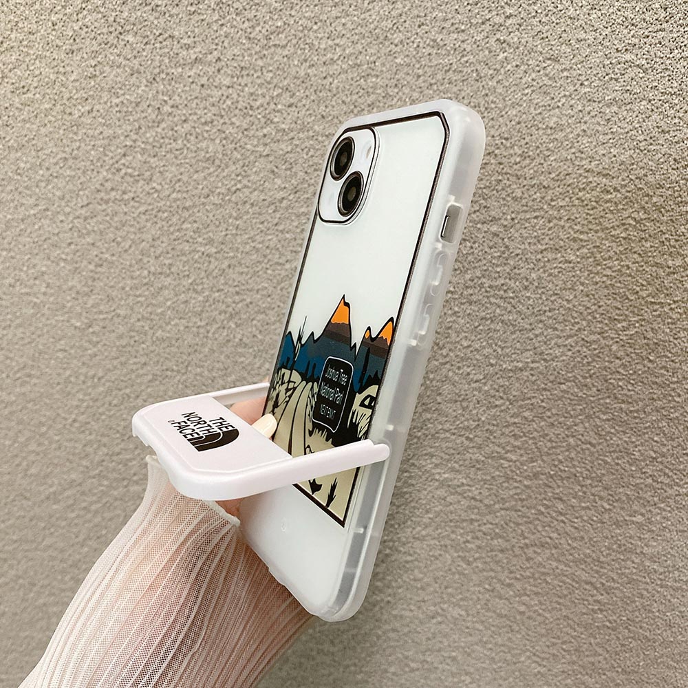 THE NORTH FACE Ốp Điện Thoại Trong Suốt Kèm Giá Đỡ Họa Tiết Hoạt Hình Dễ Thương Cho iPhone 11 12 13 Pro Max XS Max XR X 6 6S 7 8 Plus SE 2 3