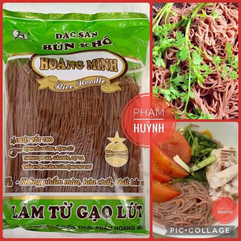 Bún gạo lứt Hoàng Minh 500gr, bún khô gạo lứt (bún gạo lức làm từ gạo lứt đỏ Điện Biên), eat clean