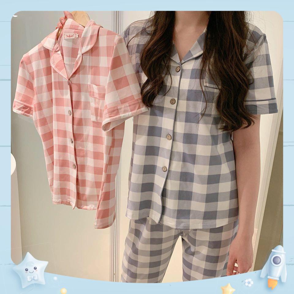 Đồ Bộ Mặc Nhà pijama cao cấp tay ngắn quần dài &lt;3 Bộ Pijama Thun Mặc Nhà CaO Cấp