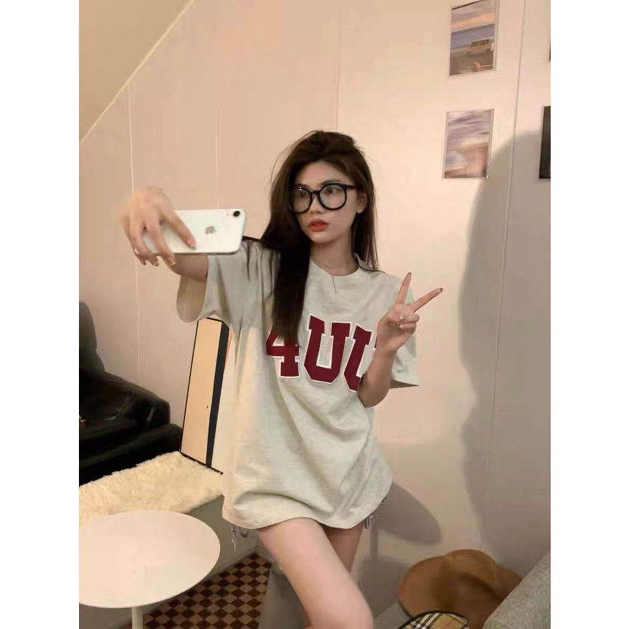 Áo Thun Nữ Ngắn Tay In Chữ Phong Cách Retro