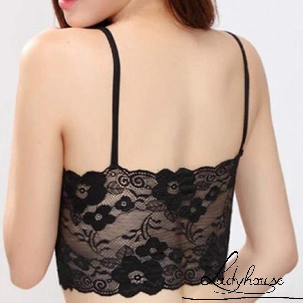 Áo Lót Hai Dây Phối Ren Hoa Màu Trơn Có Thể Tháo Rời Dành Cho Nữ