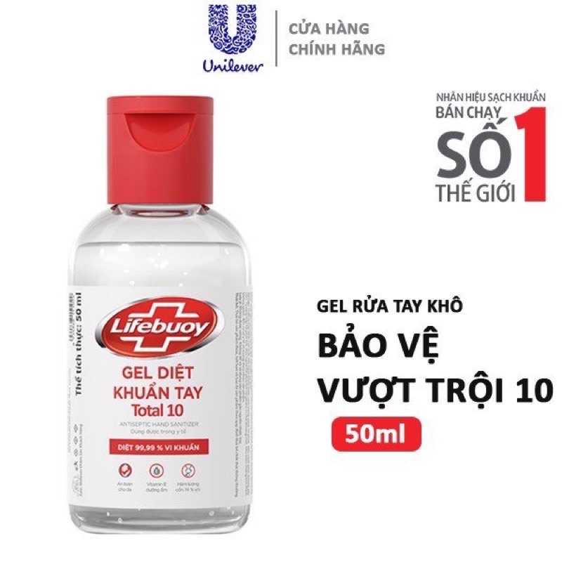 Gel Rửa Tay Khô Lifebuoy Bảo Vệ Vượt Trội 10 loại 50ml