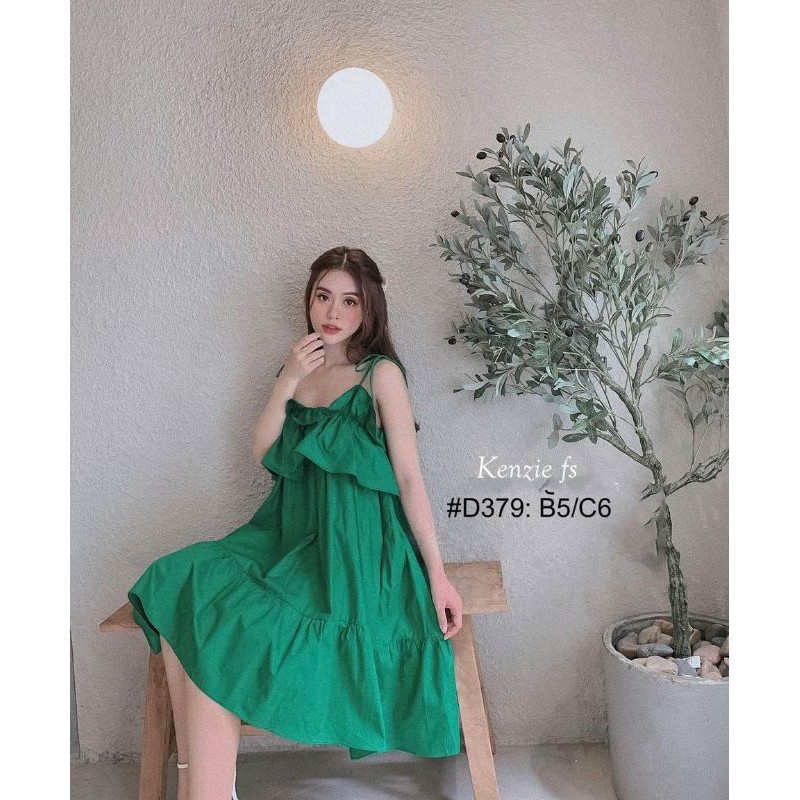 Đầm 2 dây tiểu thư bèo dáng babydoll