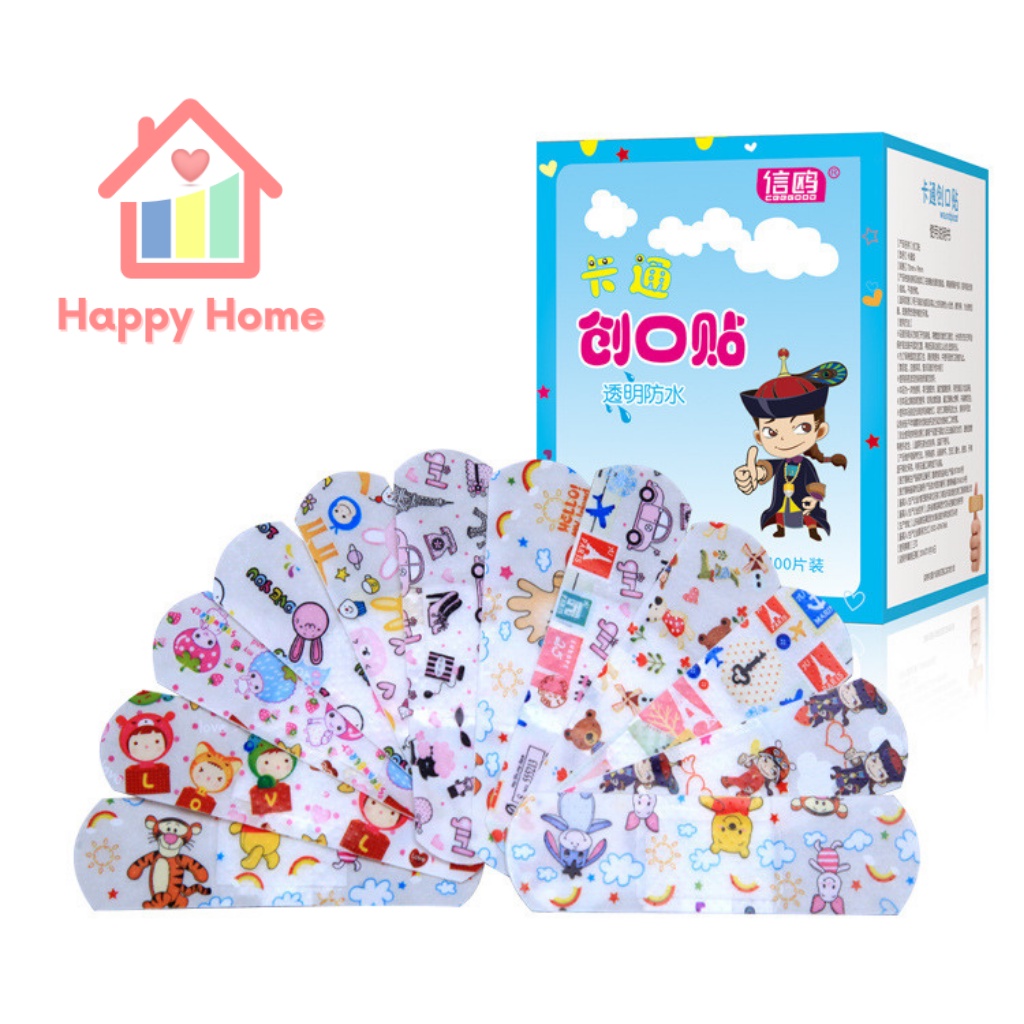 Băng dán vết thương, urgo dễ thương, băng gâu hoạt hình Happy Home