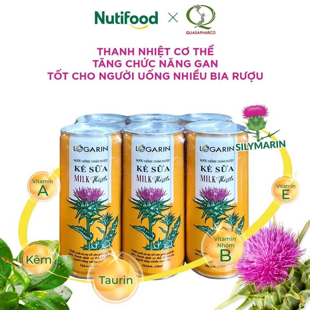06 LON NƯỚC UỐNG THẢO MỘC KẾ SỮA LOGARIN LON 250ML - NUTIFOOD - YOOSOO MALL