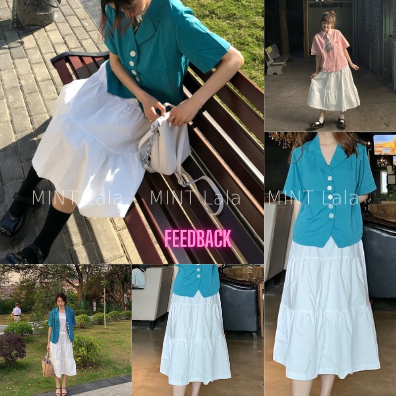 Chân Váy Trắng Xòe Dài Qua Gối 3 Tầng Vintage - Loại Đẹp | BigBuy360 - bigbuy360.vn