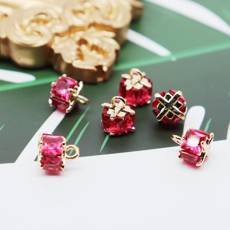 Mặt Dây Chuyền Hình Vuông 14k Màu Vàng Đồng Đính Đá Zircon Hình Vuông diy