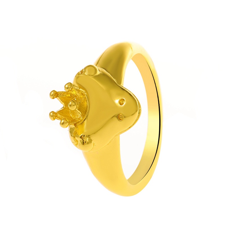 Nhẫn Kim Loại Đeo Khớp Ngón Tay Hình Chú Ếch Đội Vương Miện Dễ Thương