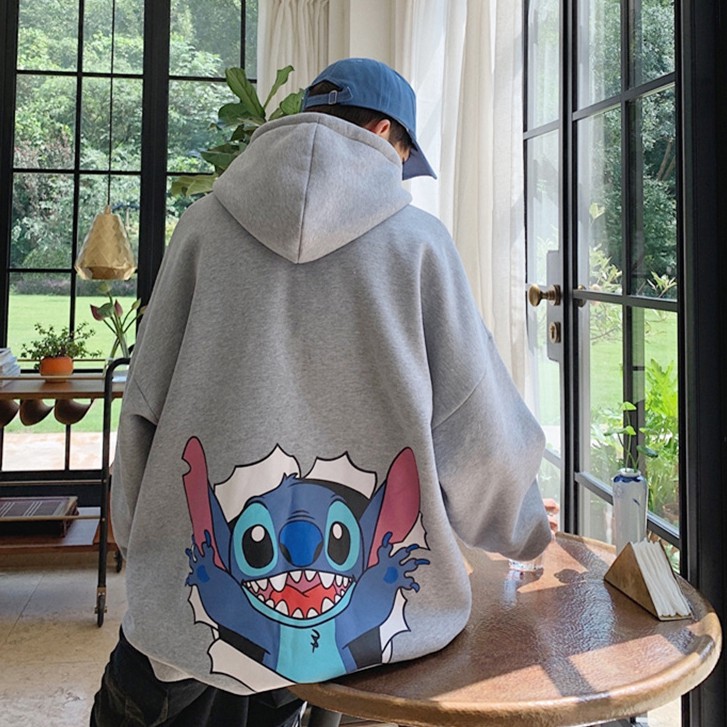 Áo hoodie dáng rộng hình phim hoạt hình Stitch trẻ trung | BigBuy360 - bigbuy360.vn