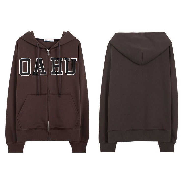 Áo Khoác Hoodie Tay Dài Khóa Kéo Cổ Điển E-Harajuku Grunge Thời Trang Mùa Thu Cho Nữ Y2K