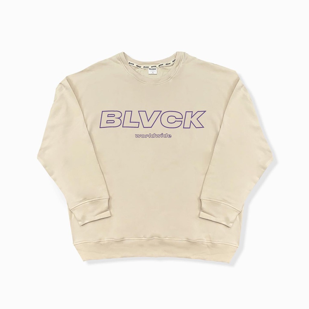 [Mã SKAMCLU7 giảm 10% Tối Đa 50K đơn 0Đ] Ảo nỉ tay dài BLVCK Logo - Màu kem