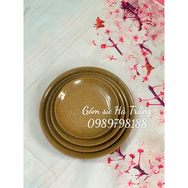 Đĩa tròn men đen lòng nâu gốm hạt tiêu các size đk từ 12 đến 20cm