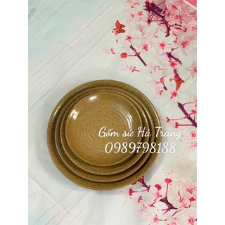 Đĩa tròn men đen lòng nâu gốm hạt tiêu các size đk từ 12 đến 20cm