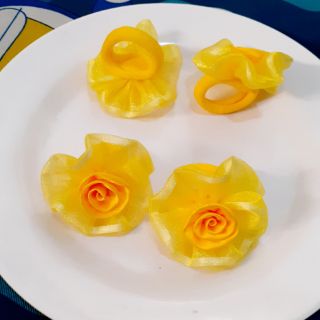 Sét 2 Cột tóc vải đính hoa hồng (được chọn màu)