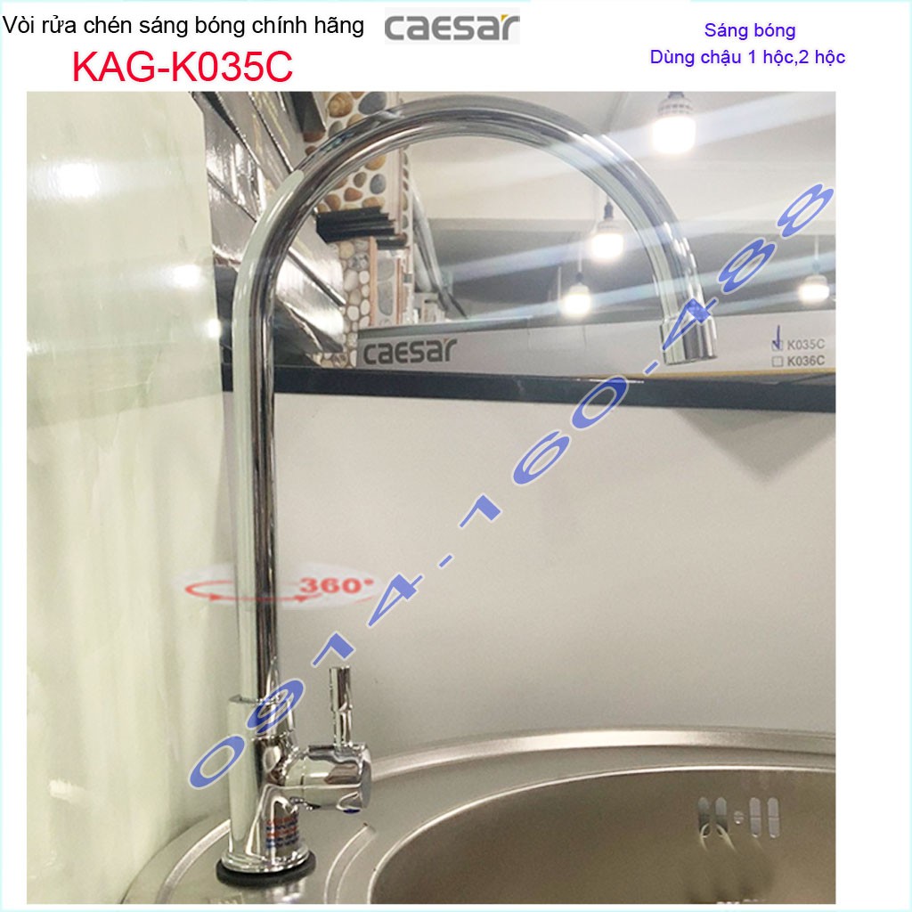 Vòi bếp lạnh Caesar KAG-K035C, sales kitchen faucet Vòi rửa chén bát lạnh Caesar cần cong hiệu suất tốt sử dụng tốt