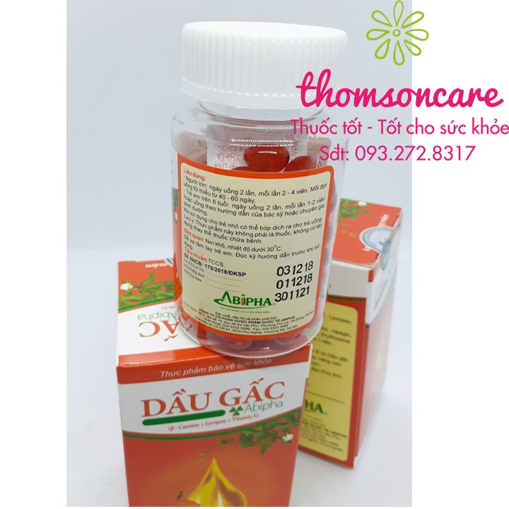 Dầu Gấc Abipha lọ 100 viên - bổ Sung Vitamin A - sáng mắt đẹp da | BigBuy360 - bigbuy360.vn
