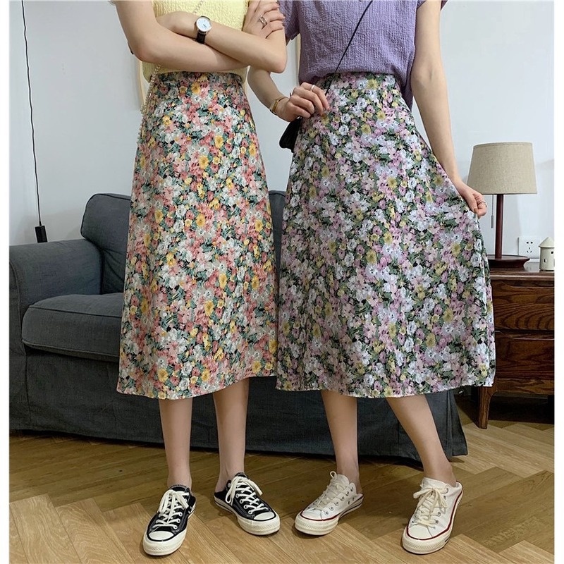 Chân Váy Hoa Lưng Thun Co Dãn Phong Cách Hàn Quốc Xinh Xắn Cho Nữ | WebRaoVat - webraovat.net.vn