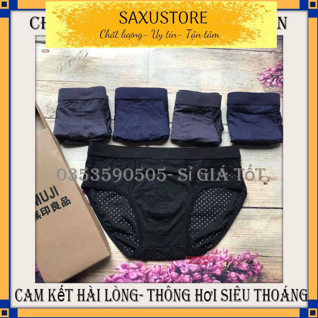 🆘 CO GIÃN SIÊU MỀM⚠️ HỘP 5 Quần lót nam thông hơi đùi/chéo Muji