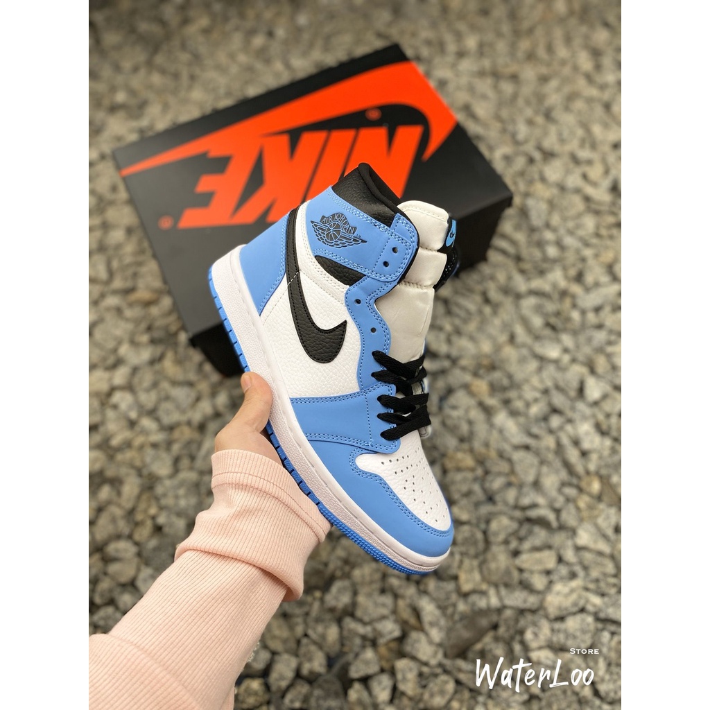 [FREESHIP+HỘP+QUÀ] Giày Thể Thao Sneakers Air Jordan 1 Retro High White University Blue Black Xanh Dương Cổ Cao