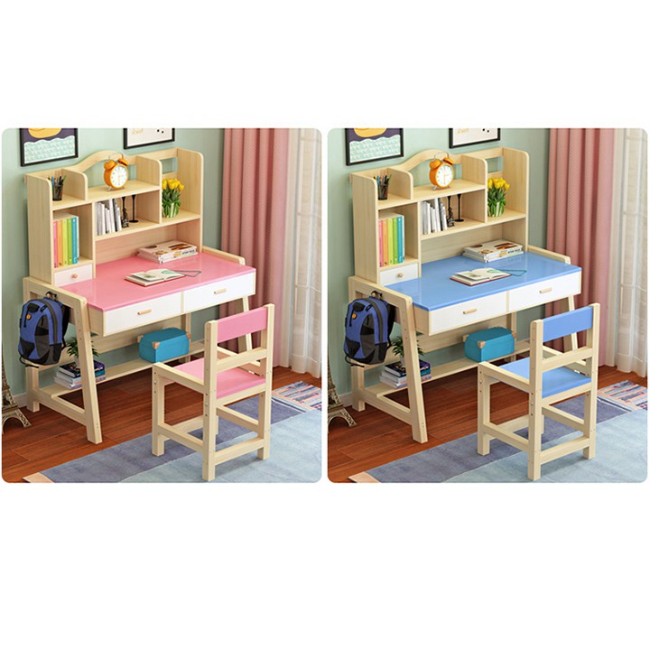 Bàn học sinh hiện đại gỗ cao cấp 80cm đa năng cho bé Bộ Bàn học sinh Tiện ích sang trọng kèm ghế BAH046