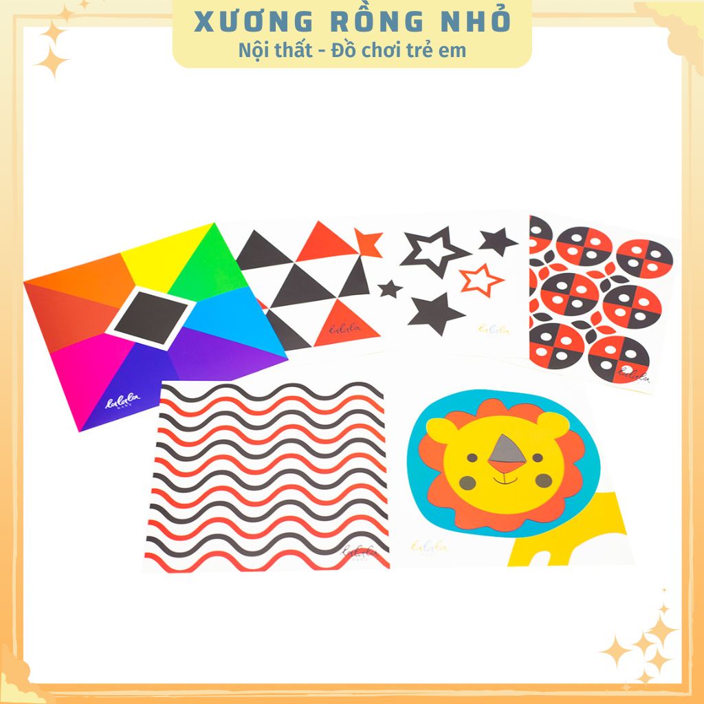 Thẻ kích thích thị giác cho trẻ sơ sinh dán tường đen trắng Lalala Baby giúp bé phát triển trí thông minh