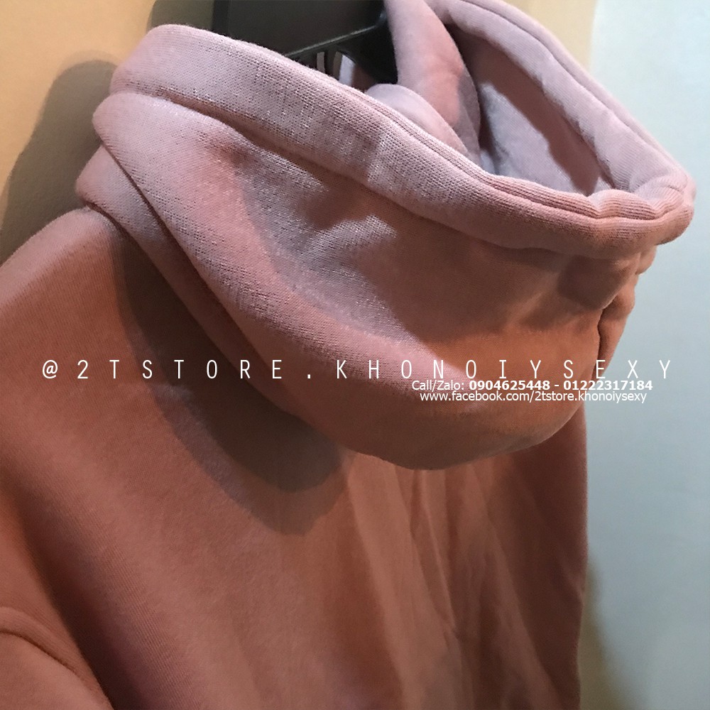 Áo hoodie unisex 2T Store H12 màu hồng ruốc - Áo khoác nỉ bông nón 2 lớp dày dặn chất lượng đẹp