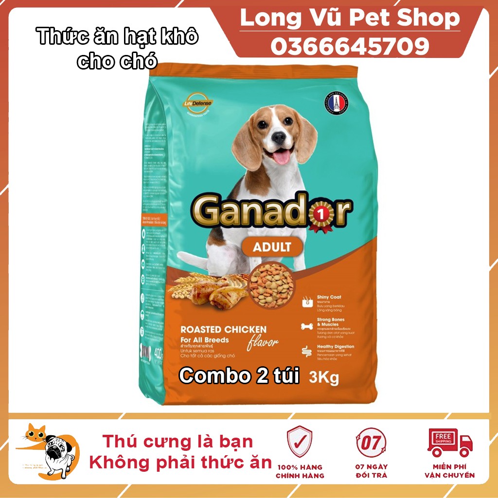 [Mới]Combo 2 gói Thức ăn cho chó trưởng thành Ganador vị gà nướng Adult Roasted Chicken Flavor 3kg/gói