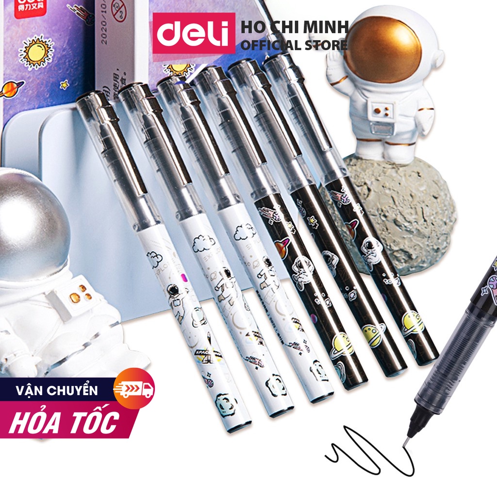 Bút gel phi hành gia astronut Deli - màu đen - vỏ màu ngẫu nhiên - S873