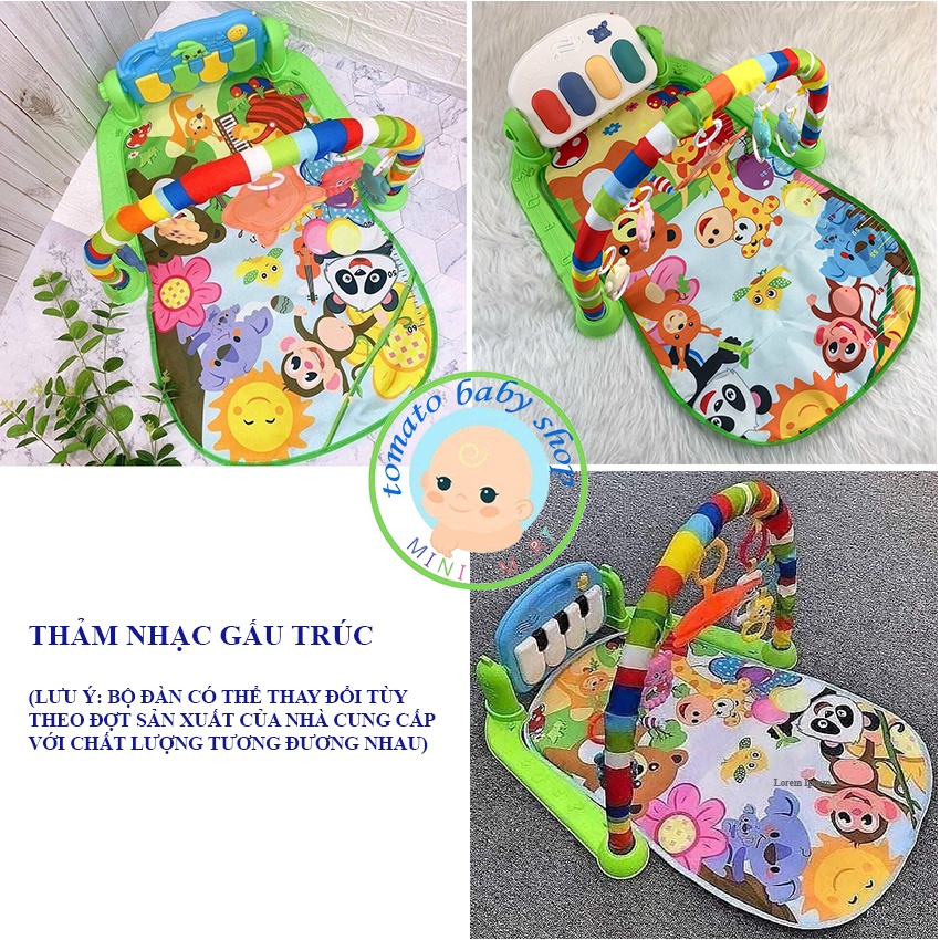 Thảm nhạc cho bé chơi, có nhạc, đèn phát sáng và đồ chơi lục lạc, dành cho bé từ 0 đến 36 tháng
