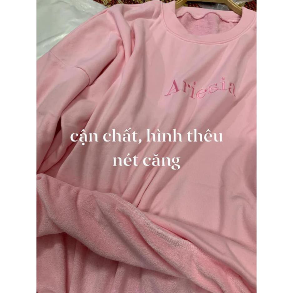 Nỉ hồng pastel ♥ Áo thun hoodie nữ dáng thụng tay phồng oversize chùm mông freeship HOT ♥ 🔥