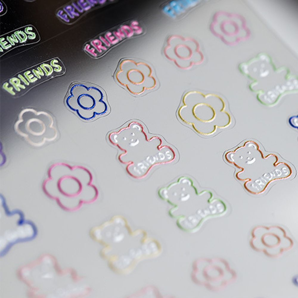 [Hàng mới về] Nhãn Dán Trang Trí Móng Tay Siêu Mỏng Họa Tiết Hoa / Gấu Dễ Thương Diy