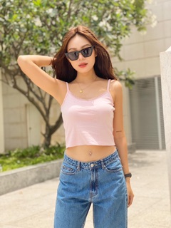 Áo Croptop 2 Dây Phối Ren ( Ảnh Thật )
