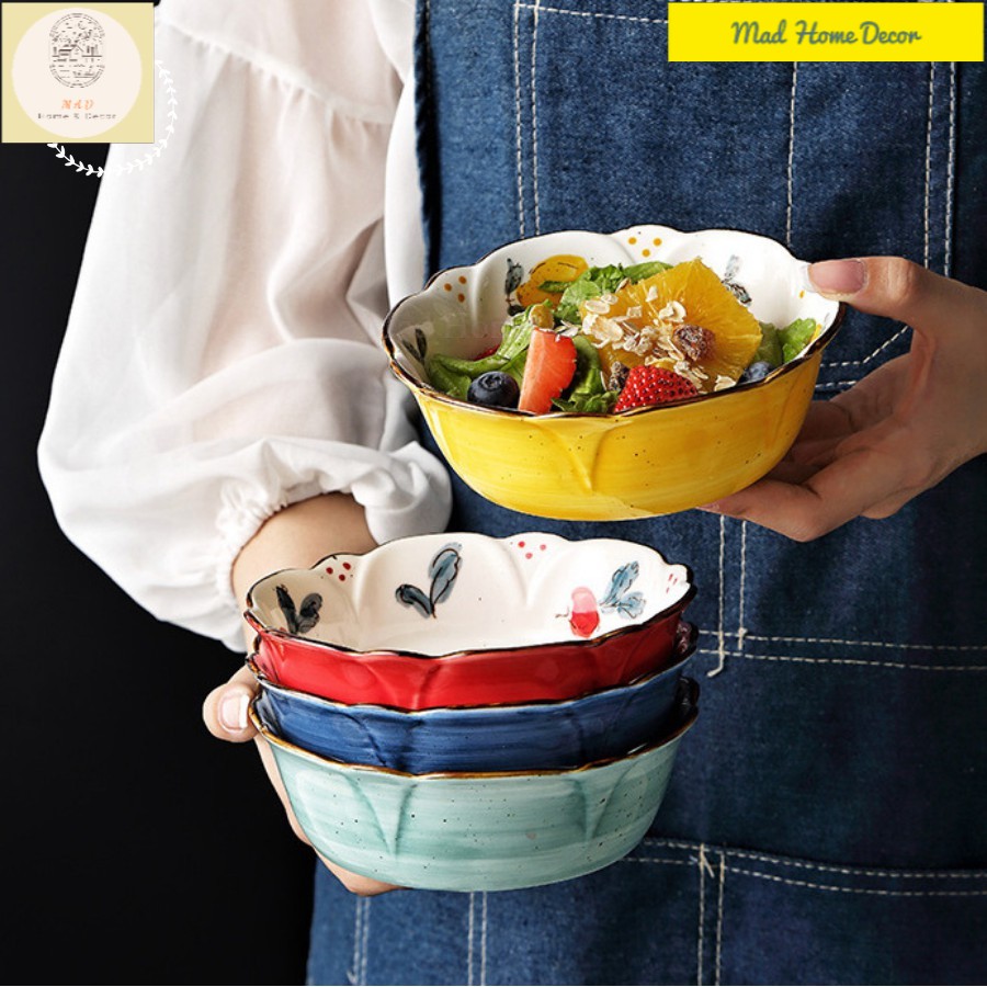 [Mã LIFE20KALL giảm 10% đơn 50K] Tô sứ hoa quả nhiều màu 14.5cm đựng salad, hoa quả, soup cực duyên dáng xinh xắn