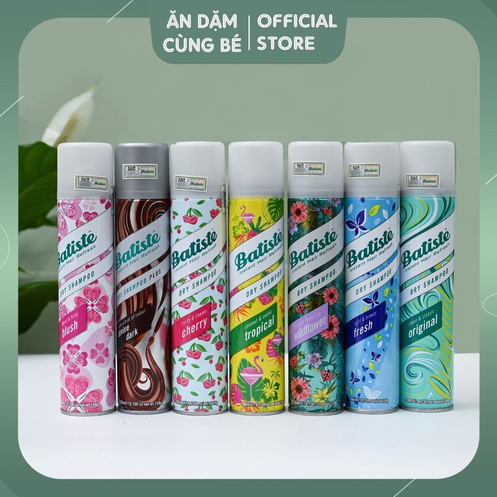 [CHÍNH HÃNG] DẦU GỘI KHÔ BATISTE Dầu gội khô Batiste dry shampoo 200 mL