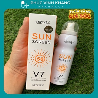 Xịt chống nắng sun screen v7 hàn quốc spf 50+ trắng da toàn thân