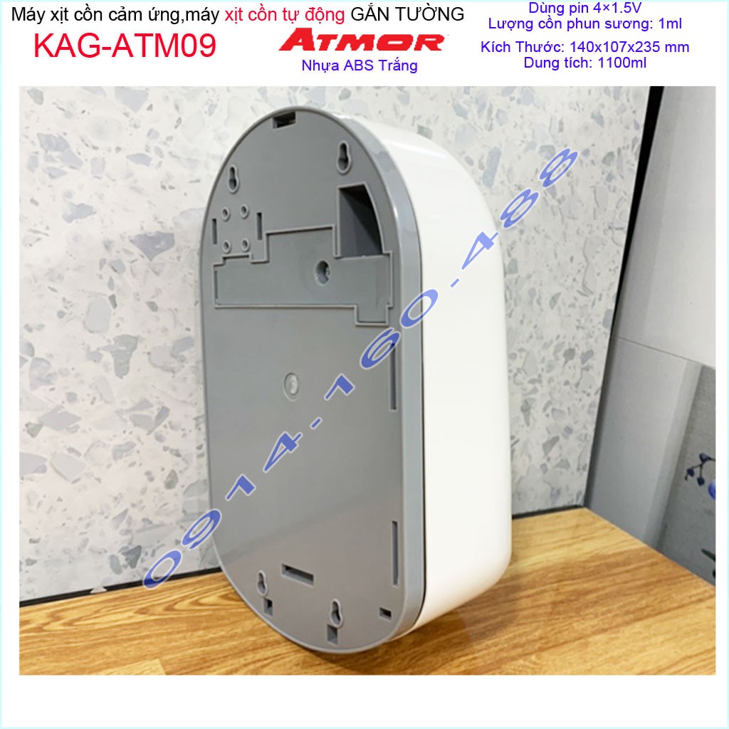 Máy xịt cồn cảm ứng Atmor KAG-ATM09, Máy phun cồn tự động 1.1 lít dùng pin cao cấp