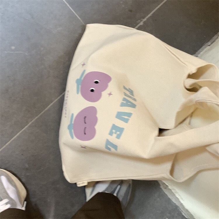 Túi Tote Vải Canvas Dạng Bầu Hoa Tím Dễ Thương Có Túi Con Thời Trang Ulzzang Hàn Quốc  MTT0088