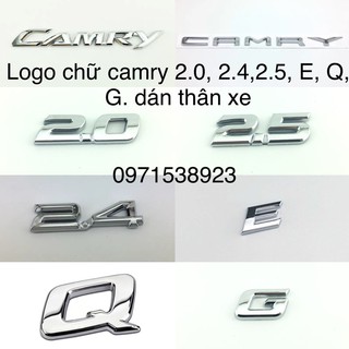 logo chữ toyota camry 2.4, 2.5, 2.0, E,Q,G dán xe toyota