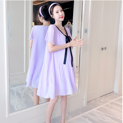 Đầm Voan Xếp Li Phong Cách Hàn Quốc 2021 Dành Cho Mẹ Bầu