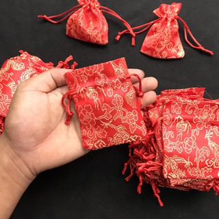 Lốc 10 Túi gấm đỏ thiêu Long Phụng, đựng trang sức, đồng xu